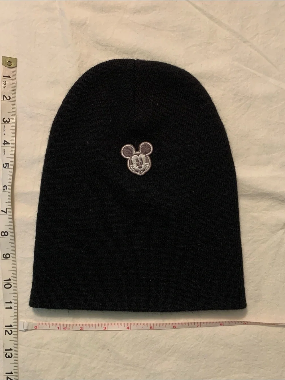 Disney Black Knit Beanie with Mickey Mouse Patch